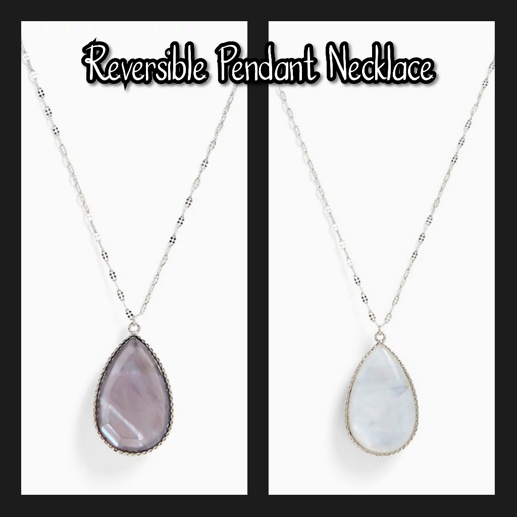 Nwt SilverTone Reversible Teardrop Necklace